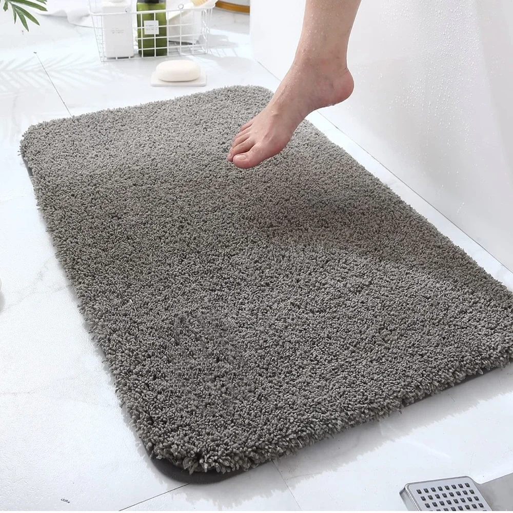 Luxury Shaggy Bathroom Soft Thick Plush Absorbent Microfiber Rug (Gray, 20x32)